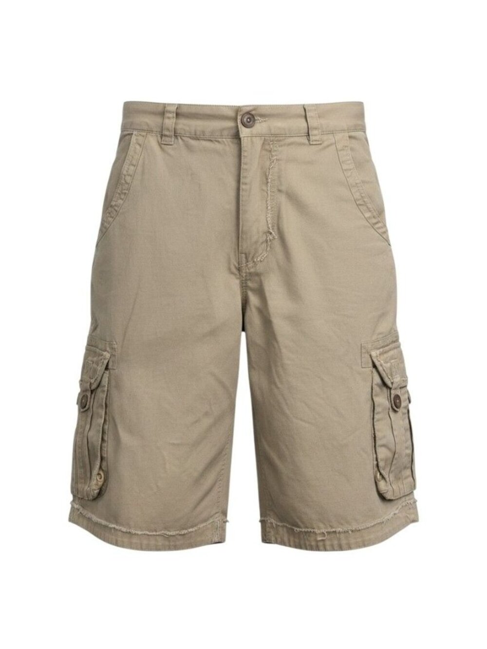 Attitude Mens Khaki Cargo Shorts Zip Fly Flap Pockets 32